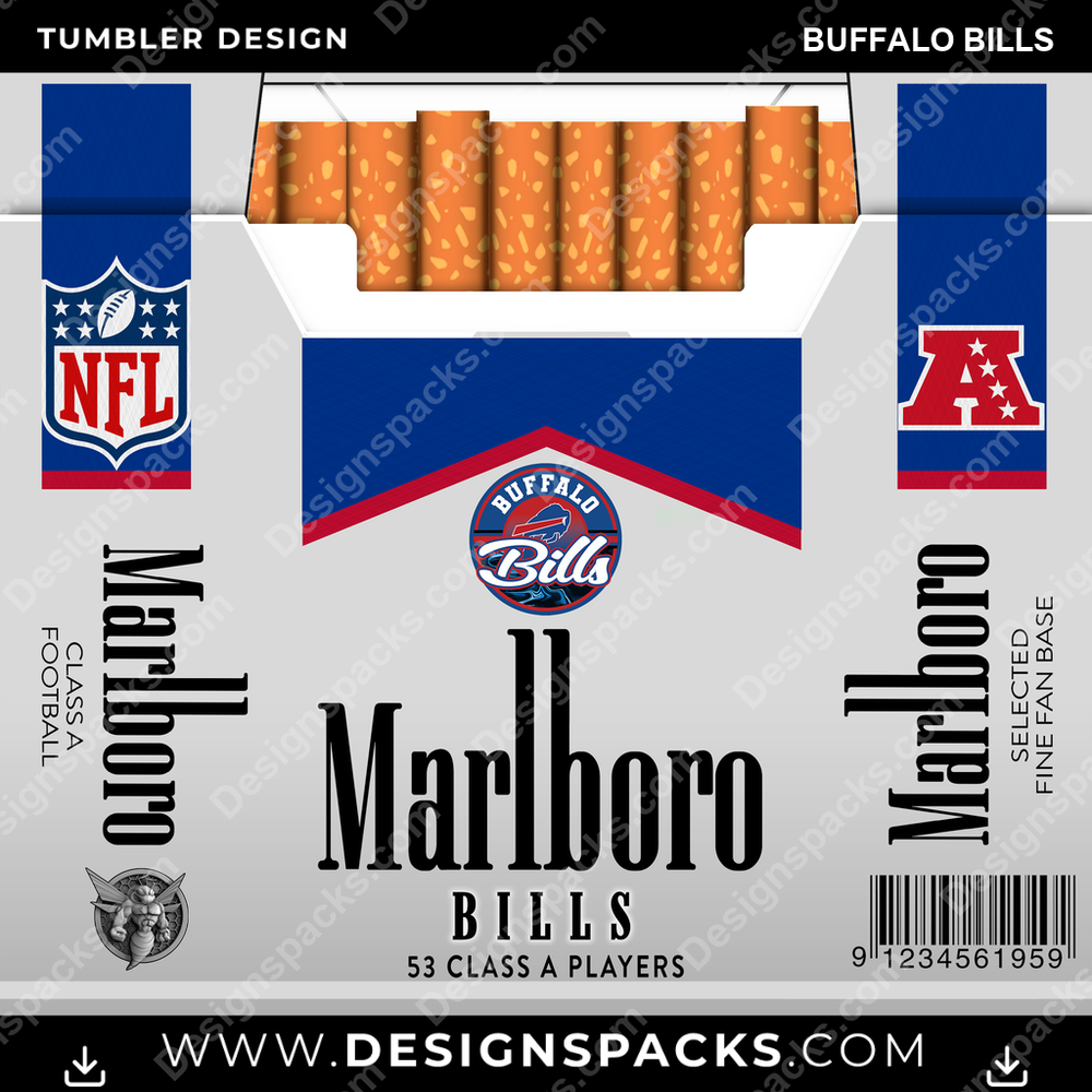 Football Marlboro Buffalo Bills Tumbler Digital Wrap Design
