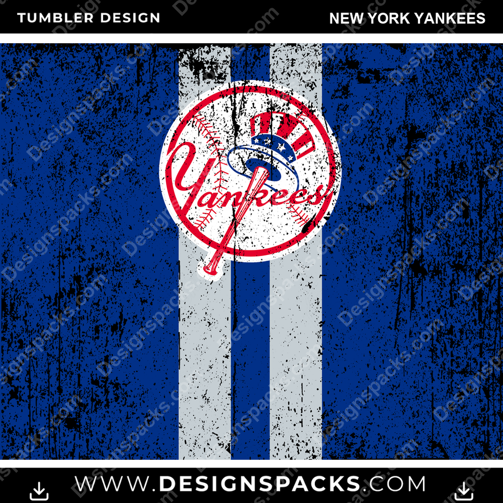 Baseball Grunge Style New York Yankees Tumbler Digital Wrap Design