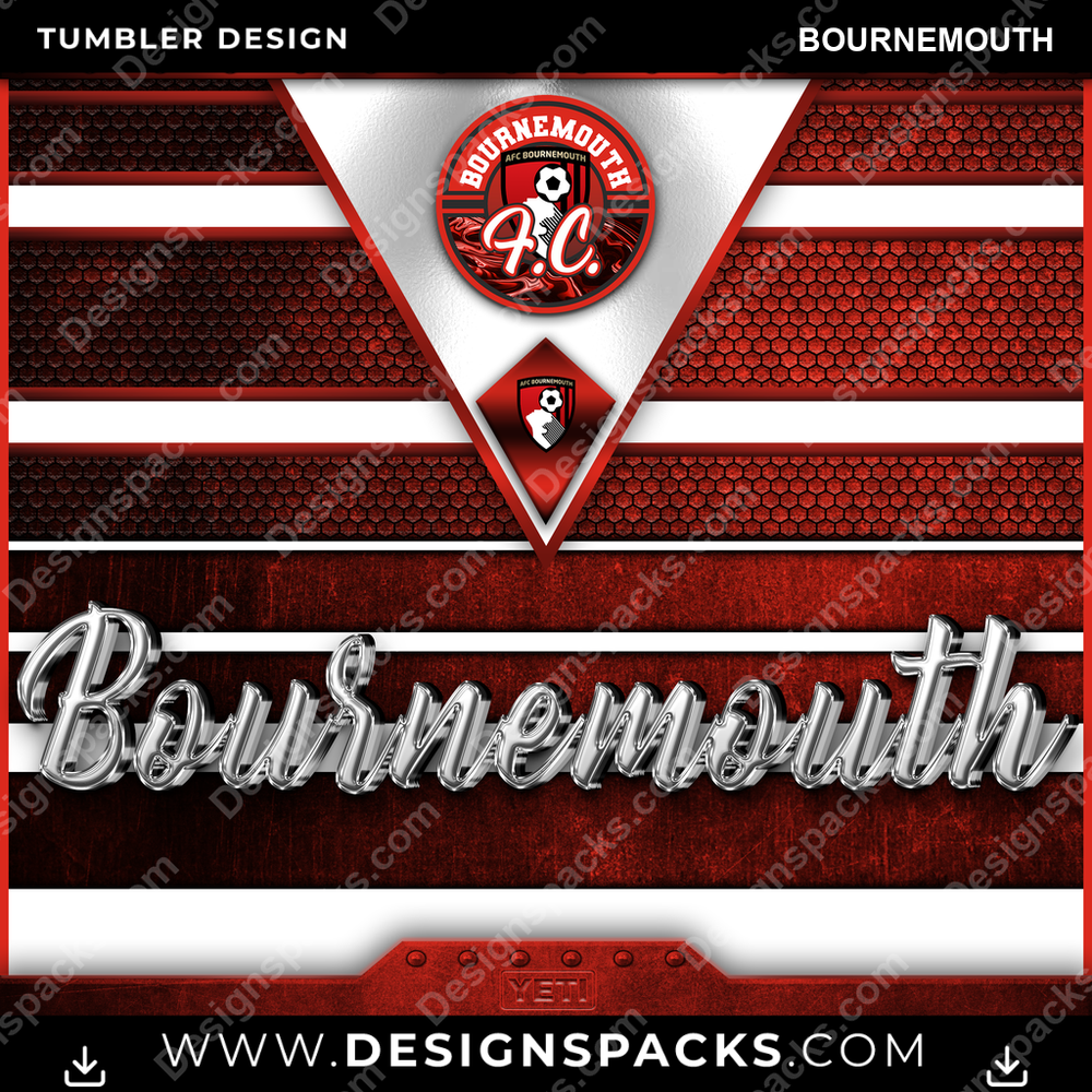 Soccer UK YETI Bournemouth Tumbler Digital Wrap Design