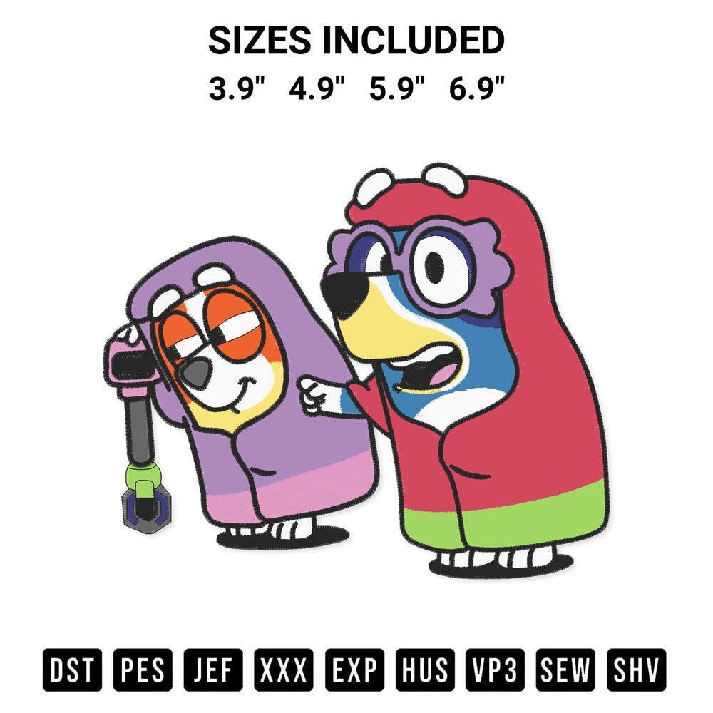 Download the Bluey Grannies Embroidery Design machine embroidery design exclusively at Designspacks.com. Premium digitized pattern for apparel and DIY crafts. Available sizes: 3.9", 4.9", 5.9", 6.9".
