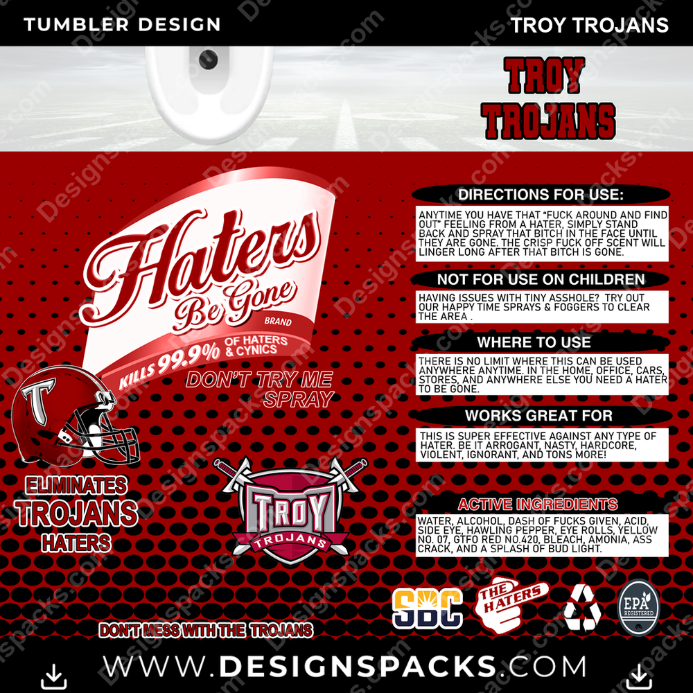 College Sport Haters Be Gone Troy Trojans NCAA College Sport Tumbler Digital Wrap Design Download