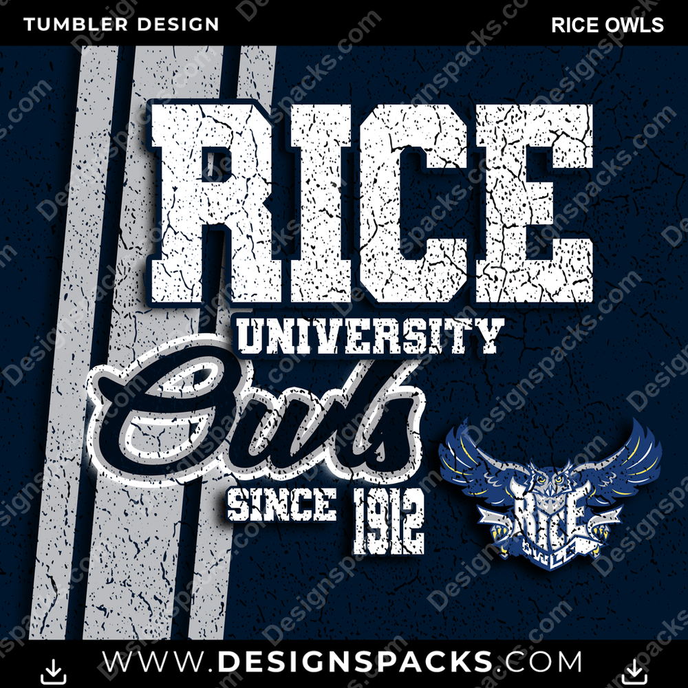 College Sport Grunge Rice Owls NCAA College Sport Tumbler Digital Wrap Design Download