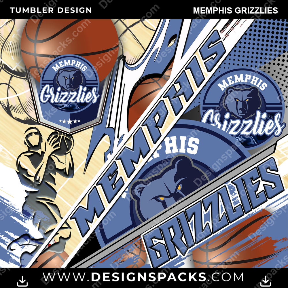 Basketball Silhouette Memphis Grizzlies NBA Basketball Tumbler Digital Wrap Design Download
