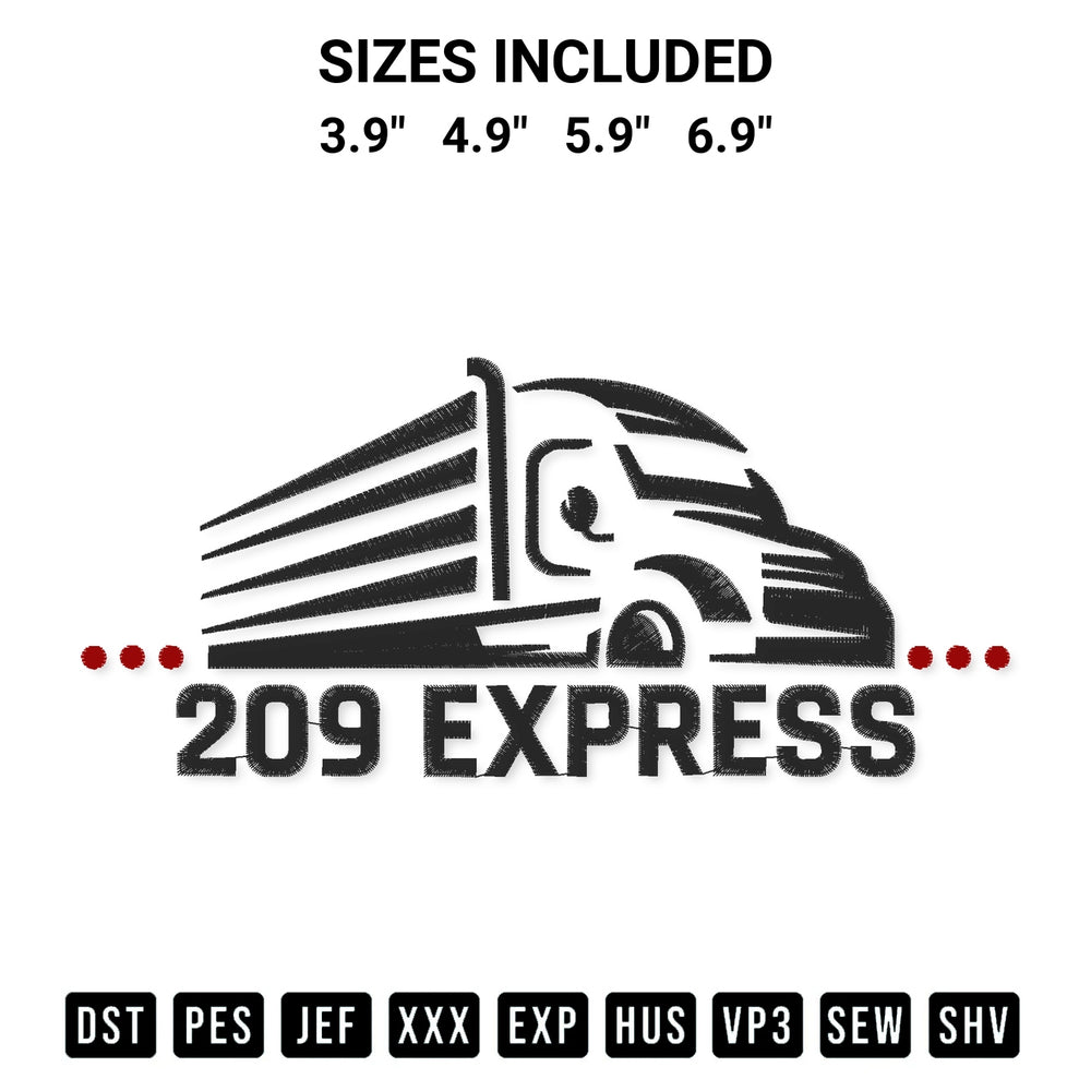 Looking for the perfect pattern? Download the Box Truck 209 Express Embroidery Design embroidery design today at Designspacks.com. Crisp, clean stitching guaranteed. Available sizes: 3.9", 4.9", 5.9", 6.9".