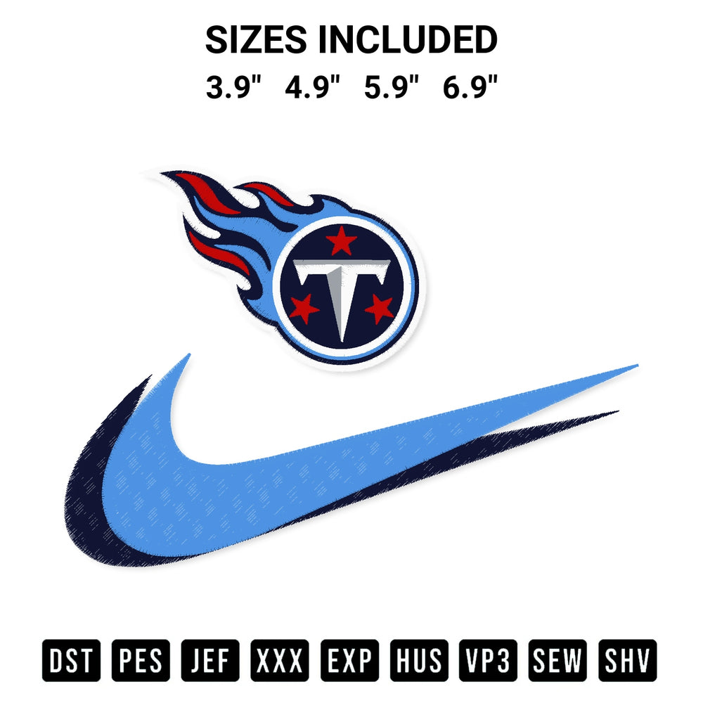 Looking for the perfect pattern? Download the Tennessee Titans Swoosh Embroidery Design embroidery design today at Designspacks.com. Crisp, clean stitching guaranteed. Available sizes: 3.9", 4.9", 5.9", 6.9".