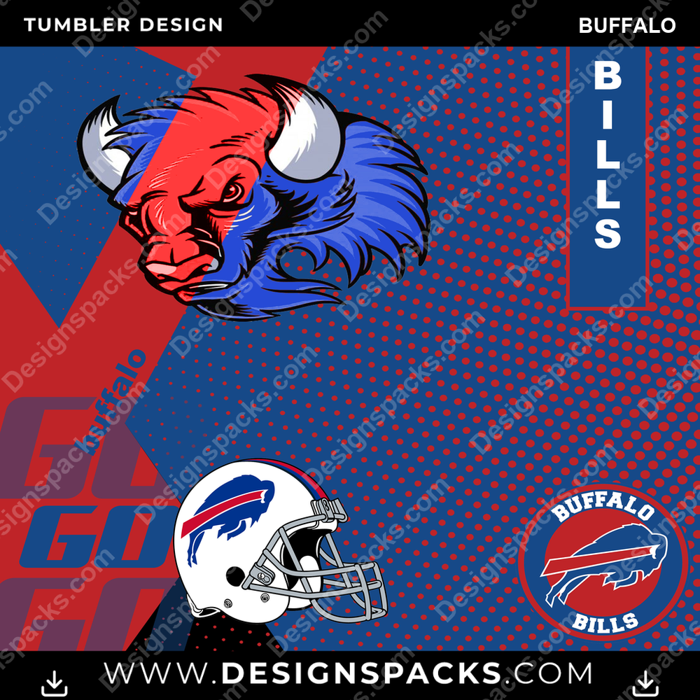 Football GO Buffalo Tumbler Digital Wrap Design