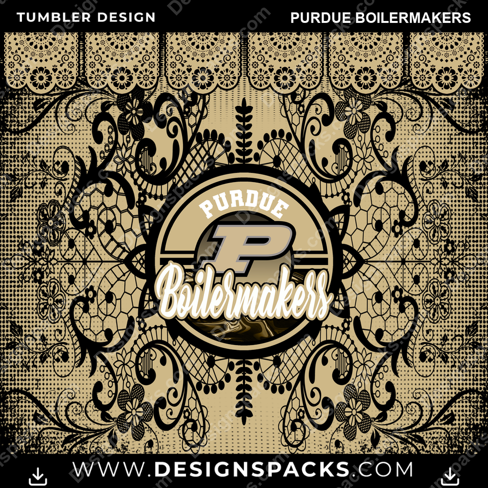 College Sport Lace & Logo Purdue Boilermakers Tumbler Digital Wrap Design
