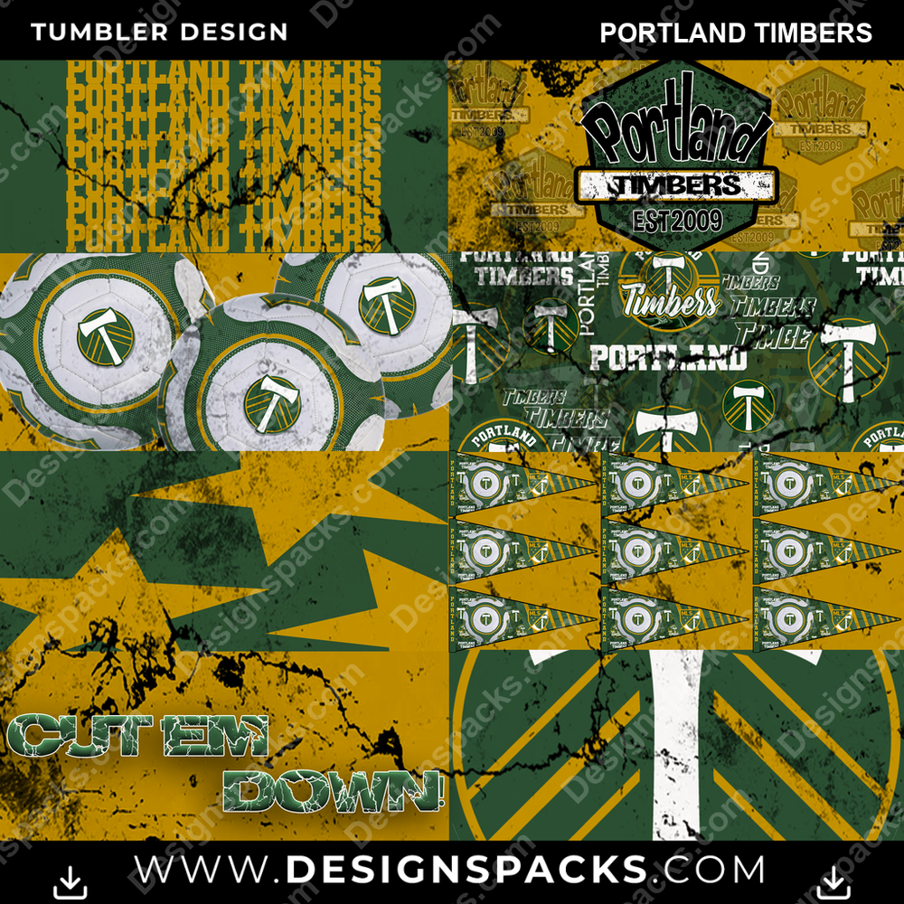 Soccer Distressed BG Portland Timbers MLS Soccer Tumbler Digital Wrap Design Download