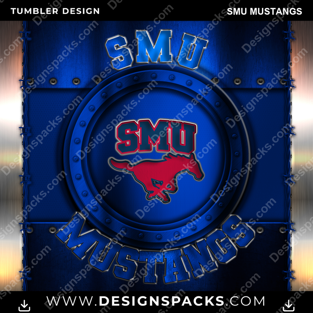 College Sport Metal SMU Mustangs NCAA College Sport Tumbler Digital Wrap Design Download