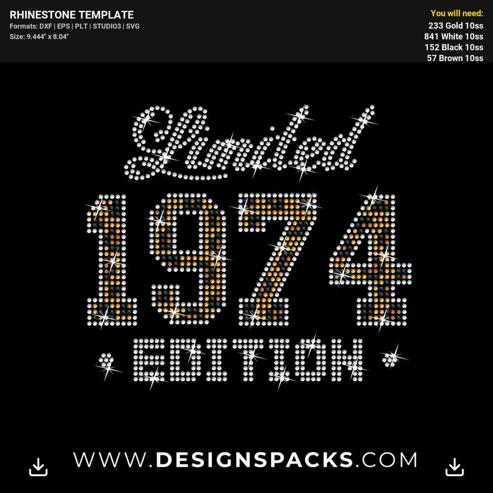 Limited Year Birthday Edition Rhinestone Digital Template