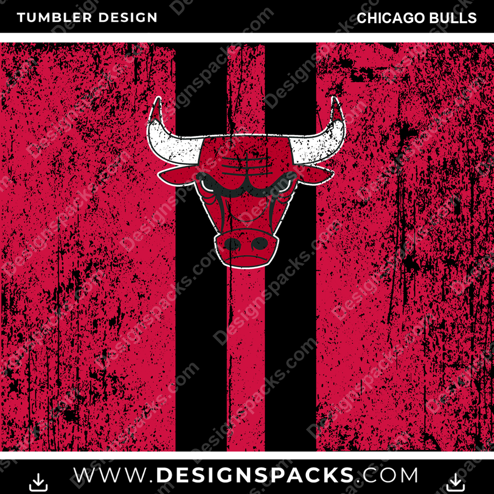 Basketball Grunge Style Chicago Bulls Tumbler Digital Wrap Design