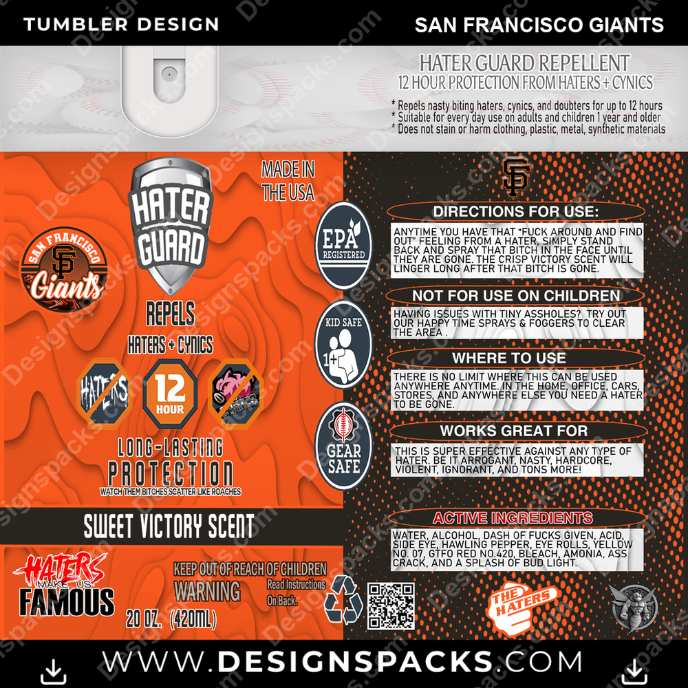 Baseball Hater Guard San Francisco Giants Tumbler Digital Wrap Design