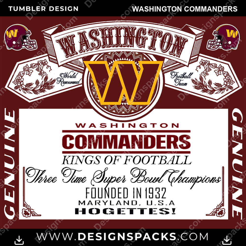 Football Bud Washington Commanders Tumbler Digital Wrap Design