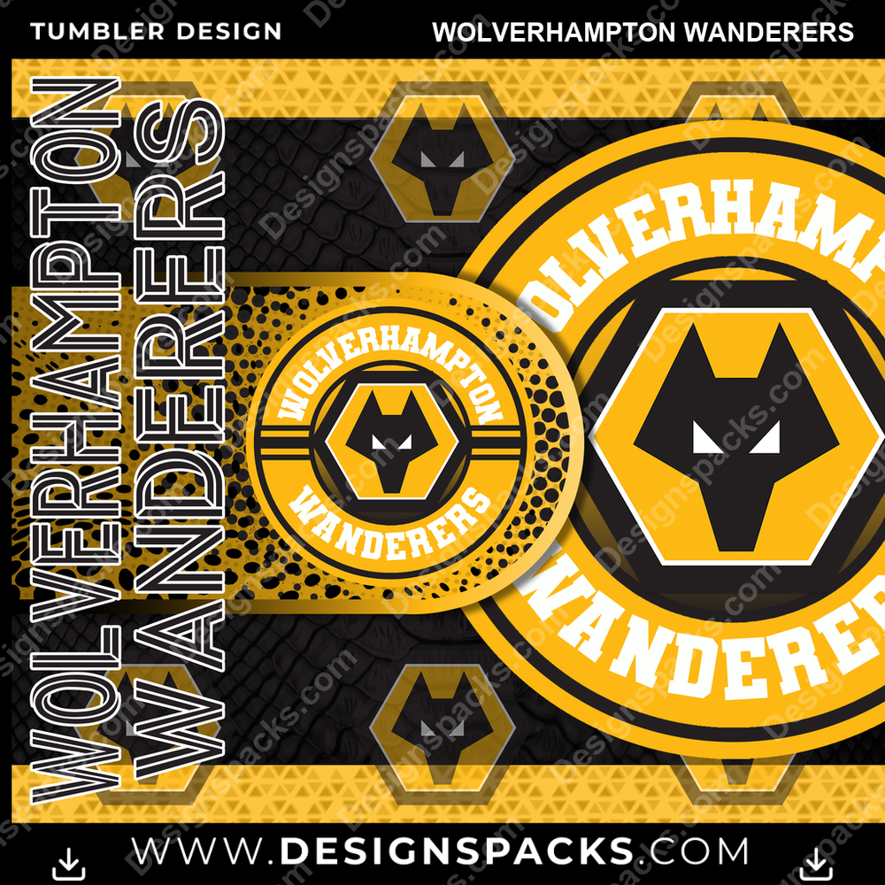 Soccer UK Hyper Wolverhampton Wanderers Tumbler Digital Wrap Design