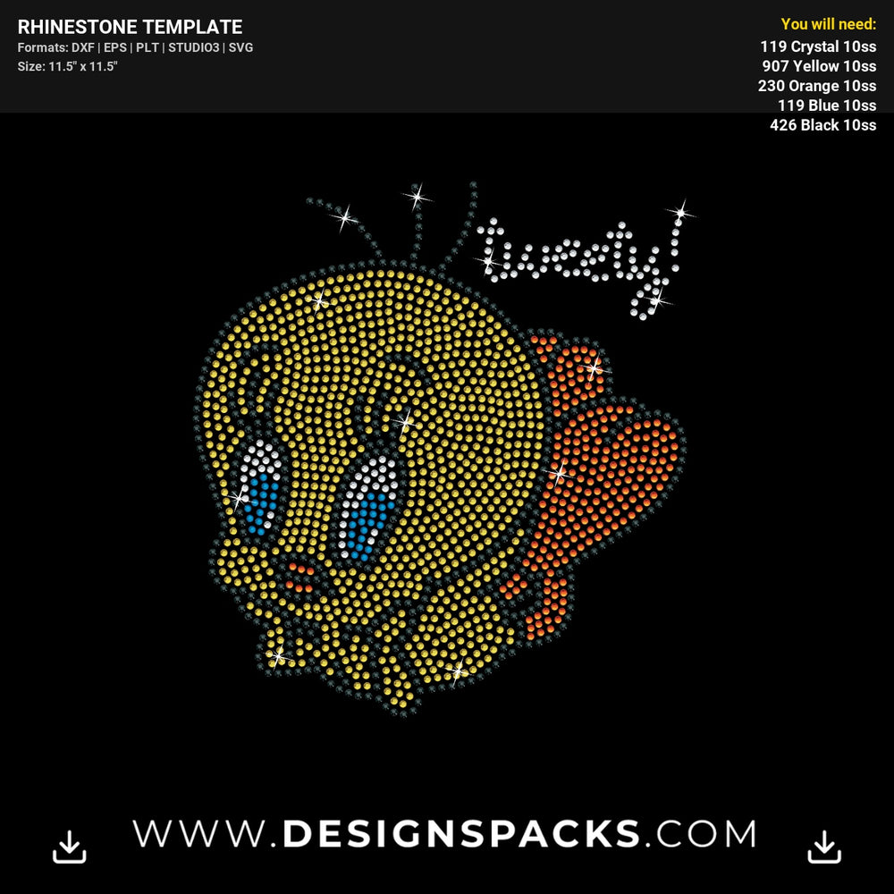 Tweety Bird Cartoon Character Rhinestone Digital Template