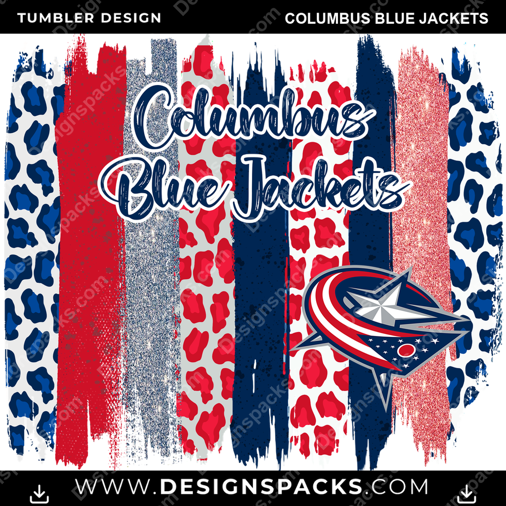 Hockey Brush Strokes Columbus Blue Jackets Tumbler Digital Wrap Design