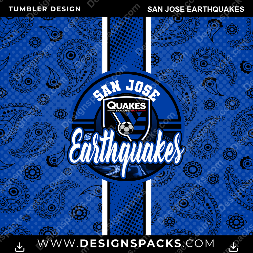 Soccer Handkerchief San Jose Earthquakes MLS Soccer Tumbler Digital Wrap Design Download