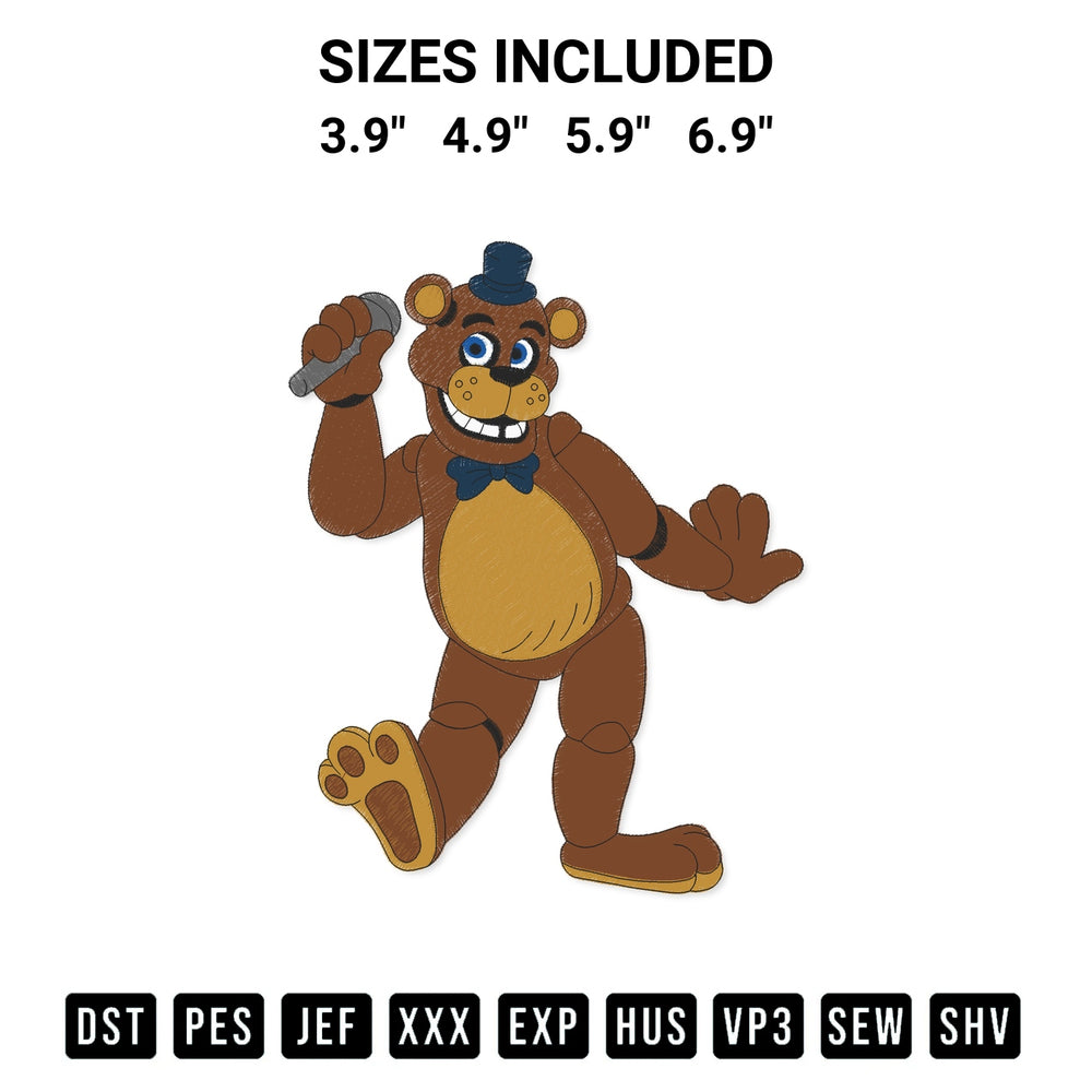 Looking for the perfect pattern? Download the Five Nights Golden Freddy Embroidery Design embroidery design today at Designspacks.com. Crisp, clean stitching guaranteed. Available sizes: 3.9", 4.9", 5.9", 6.9".