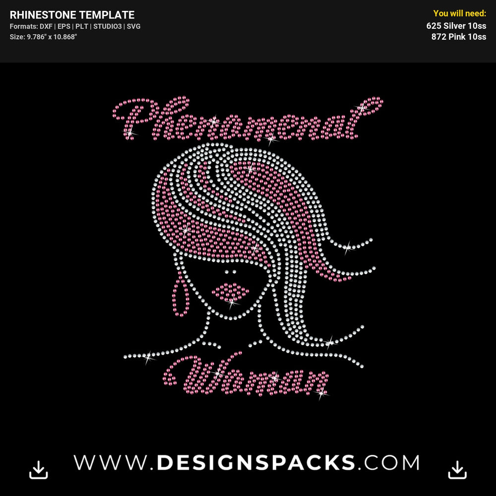 Phenomenal Woman Face Rhinestone Digital Template