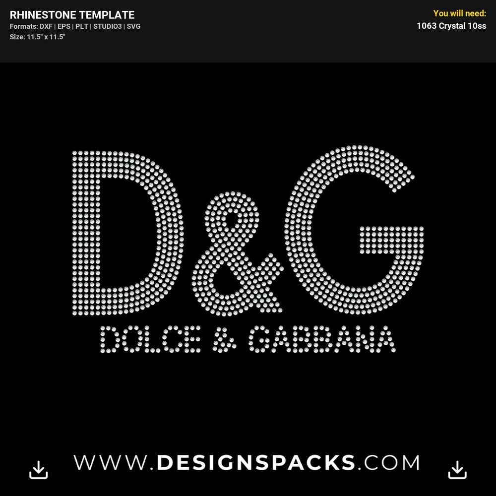 Dg Dolce Gabbana Logo Rhinestone Digital Template