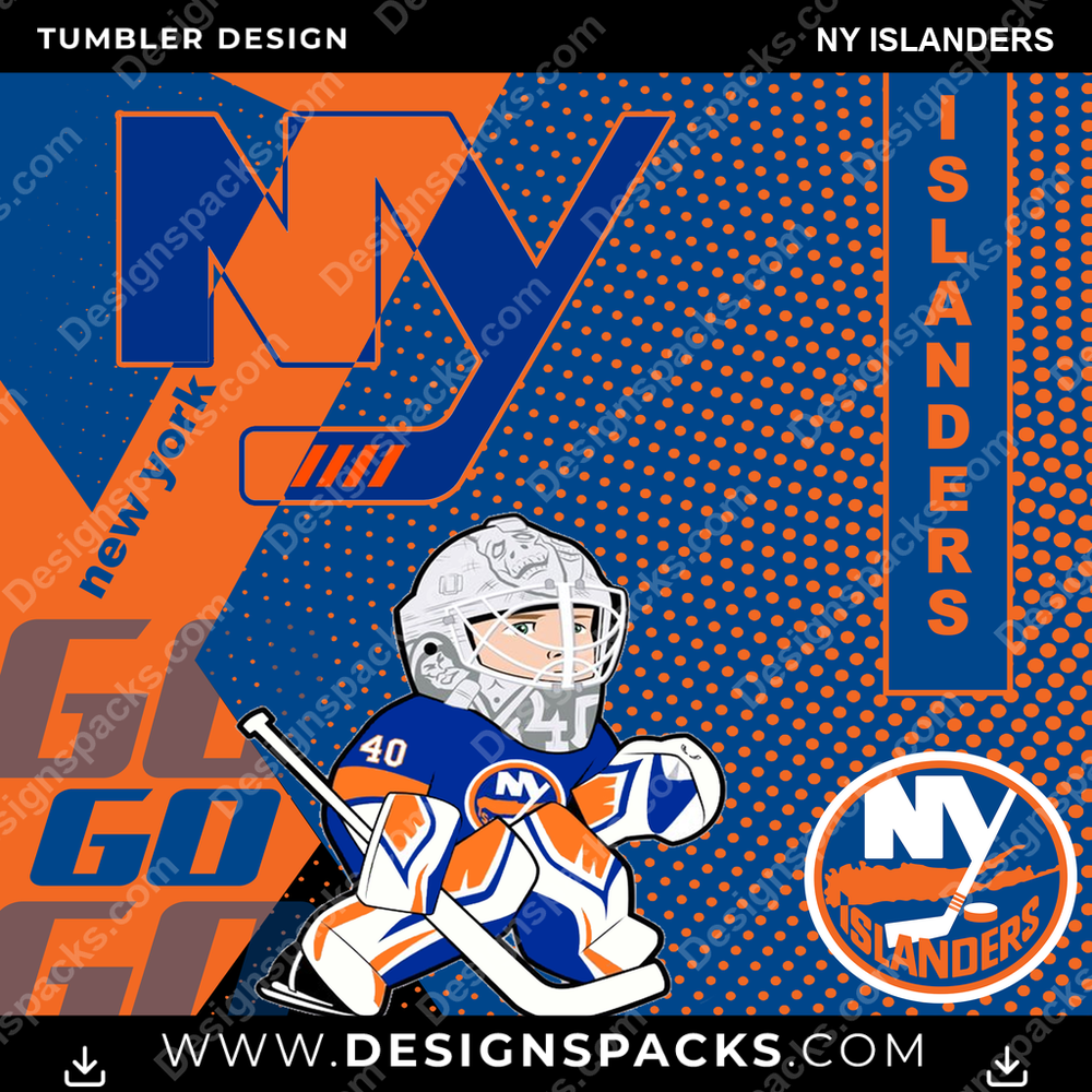Ice Hockey GO NY Islanders Tumbler Digital Wrap Design