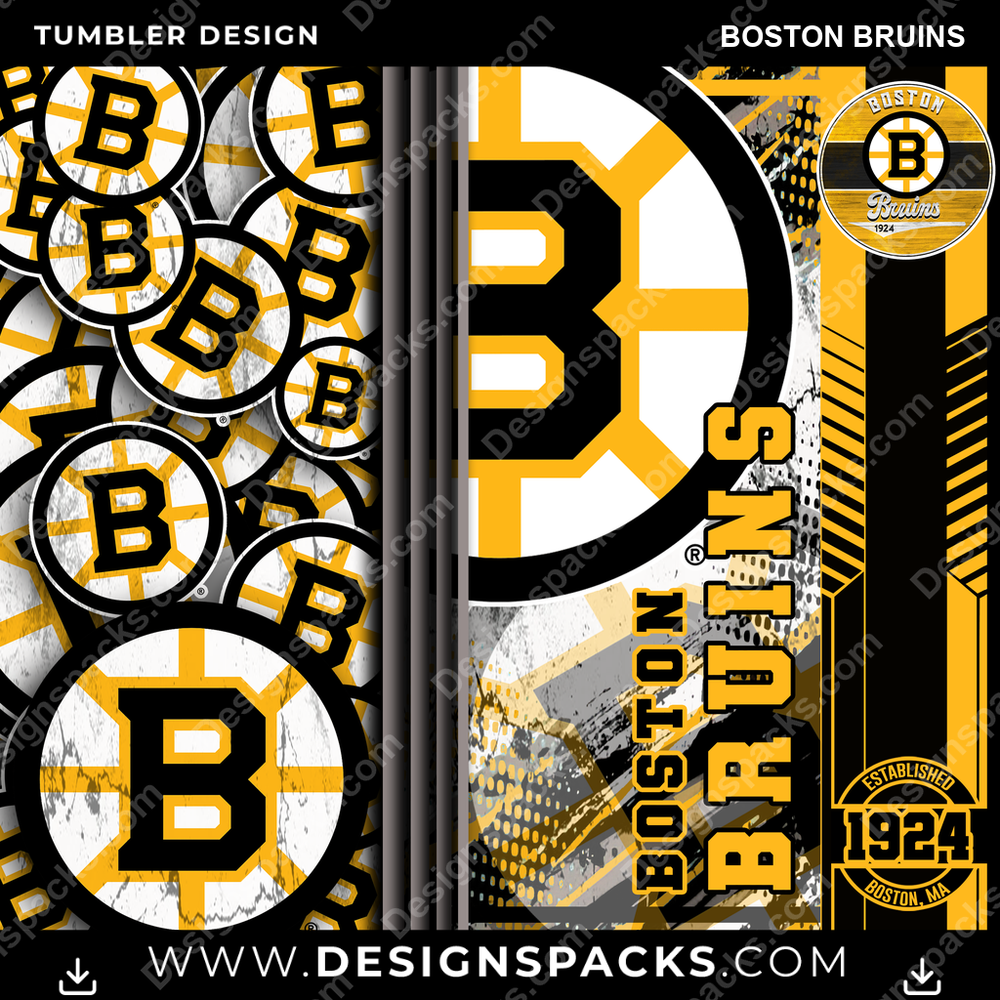 Hockey Sports Boston Bruins NHL Hockey Tumbler Digital Wrap Design Download