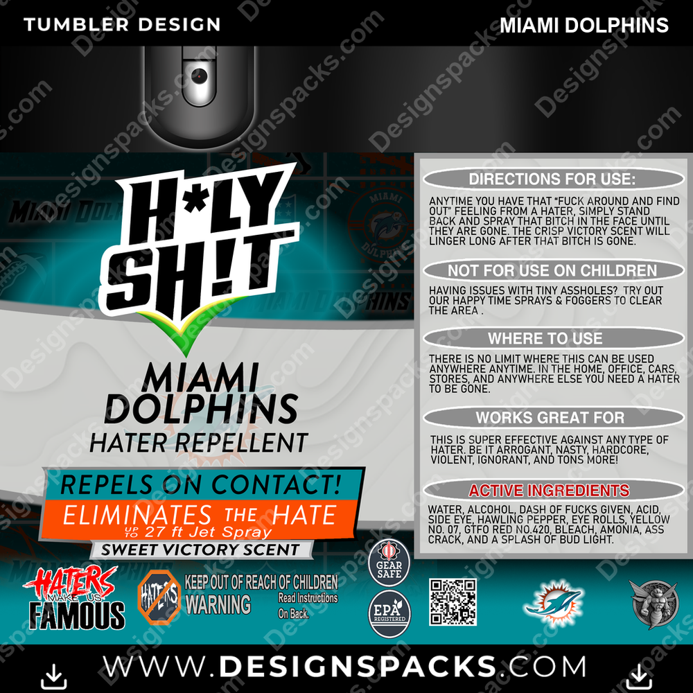Fußball HEILIGE SCHEISSE Miami Dolphins Tumbler Digital Wrap Design
