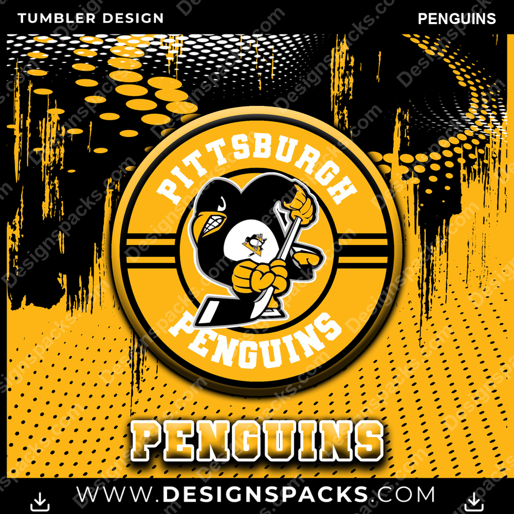 Ice Hockey Dot Logo PENGUINS Tumbler Digital Wrap Design