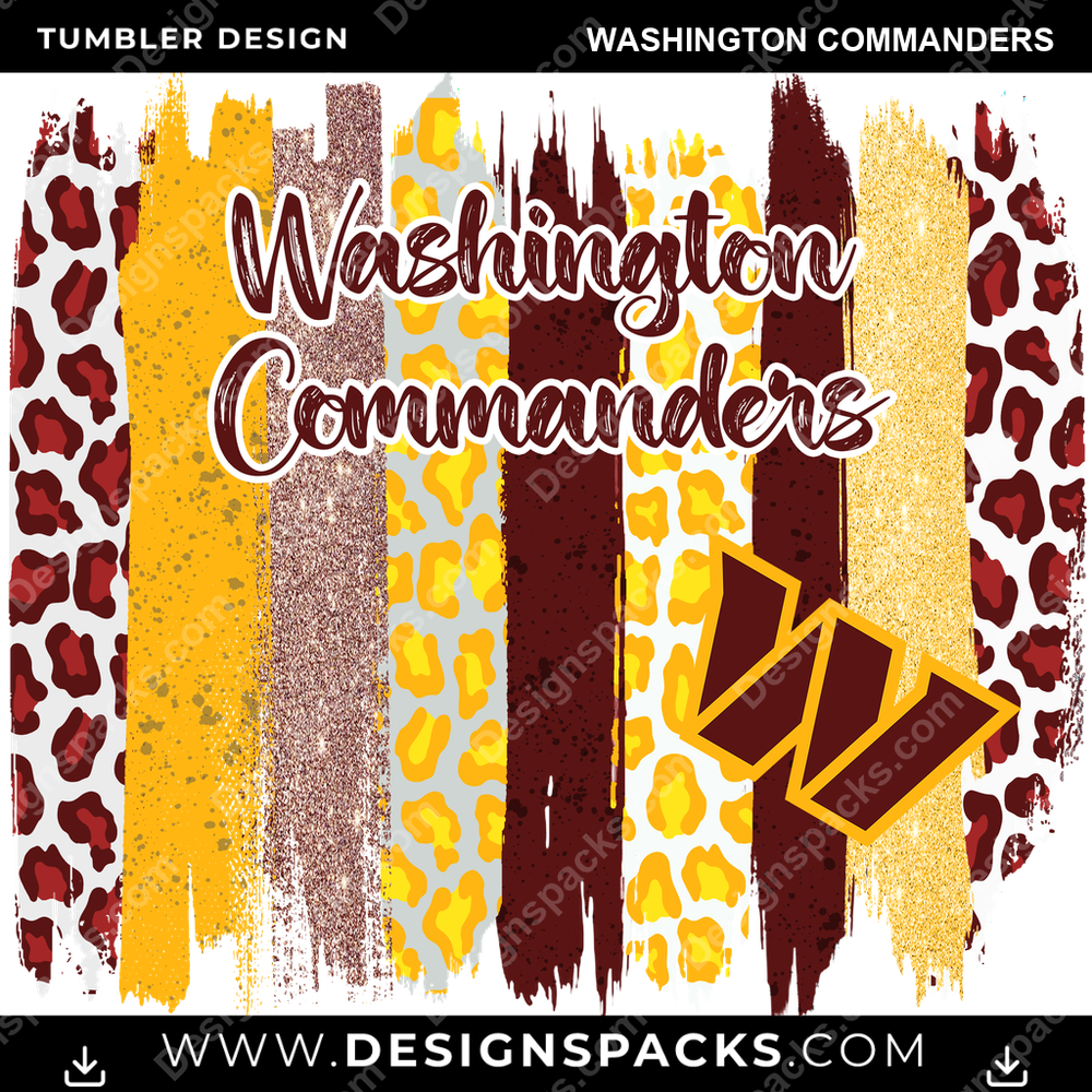 Football Brush Strokes Washington Commanders Tumbler Digital Wrap Design