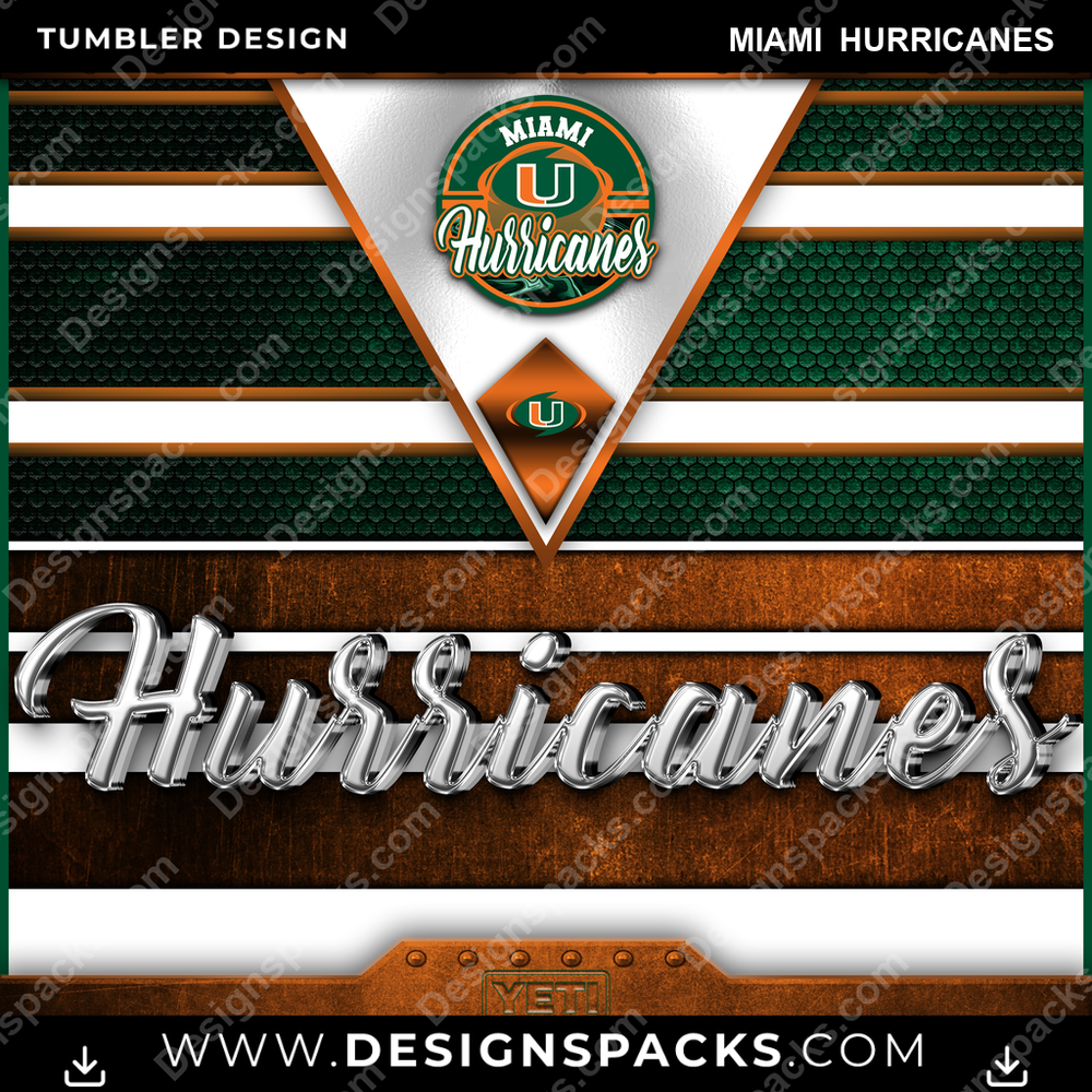College Sport YETI Miami Hurricanes NCAA College Sport Tumbler Digital Wrap Design Download