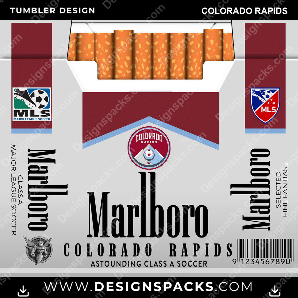 US Soccer Marlboro COLORADO RAPIDS Tumbler Digital Wrap Design