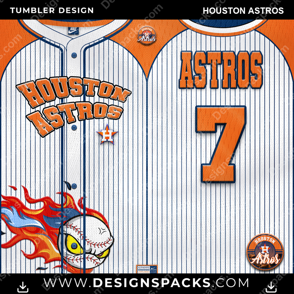 Baseball Team Button-Up Jersey Houston Astros Tumbler Digital Wrap Design