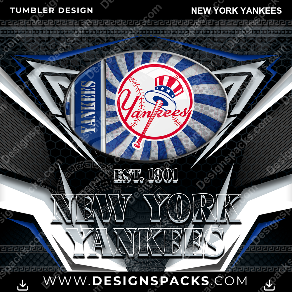 Baseball Tribal New York Yankees Tumbler Digital Wrap Design