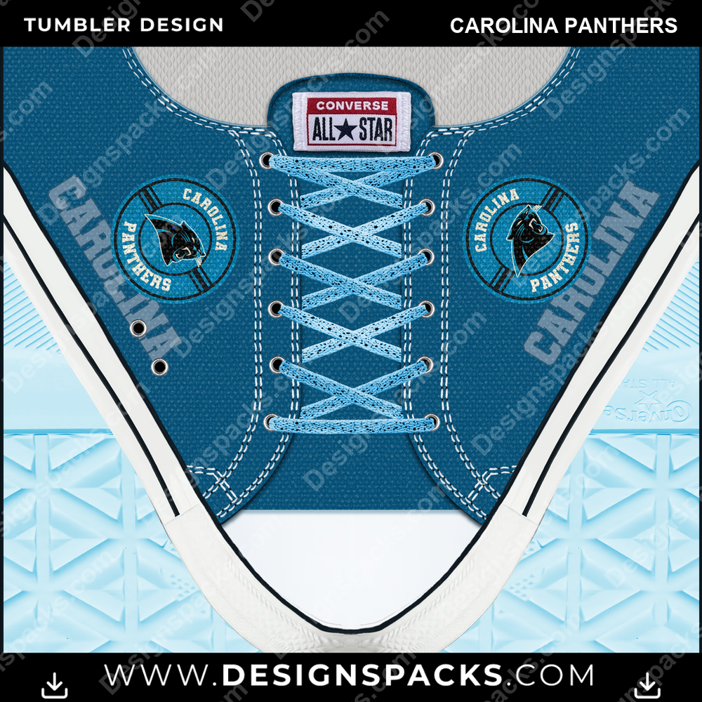 Football Converse Carolina Panthers NFL Football Tumbler Digital Wrap Design Download