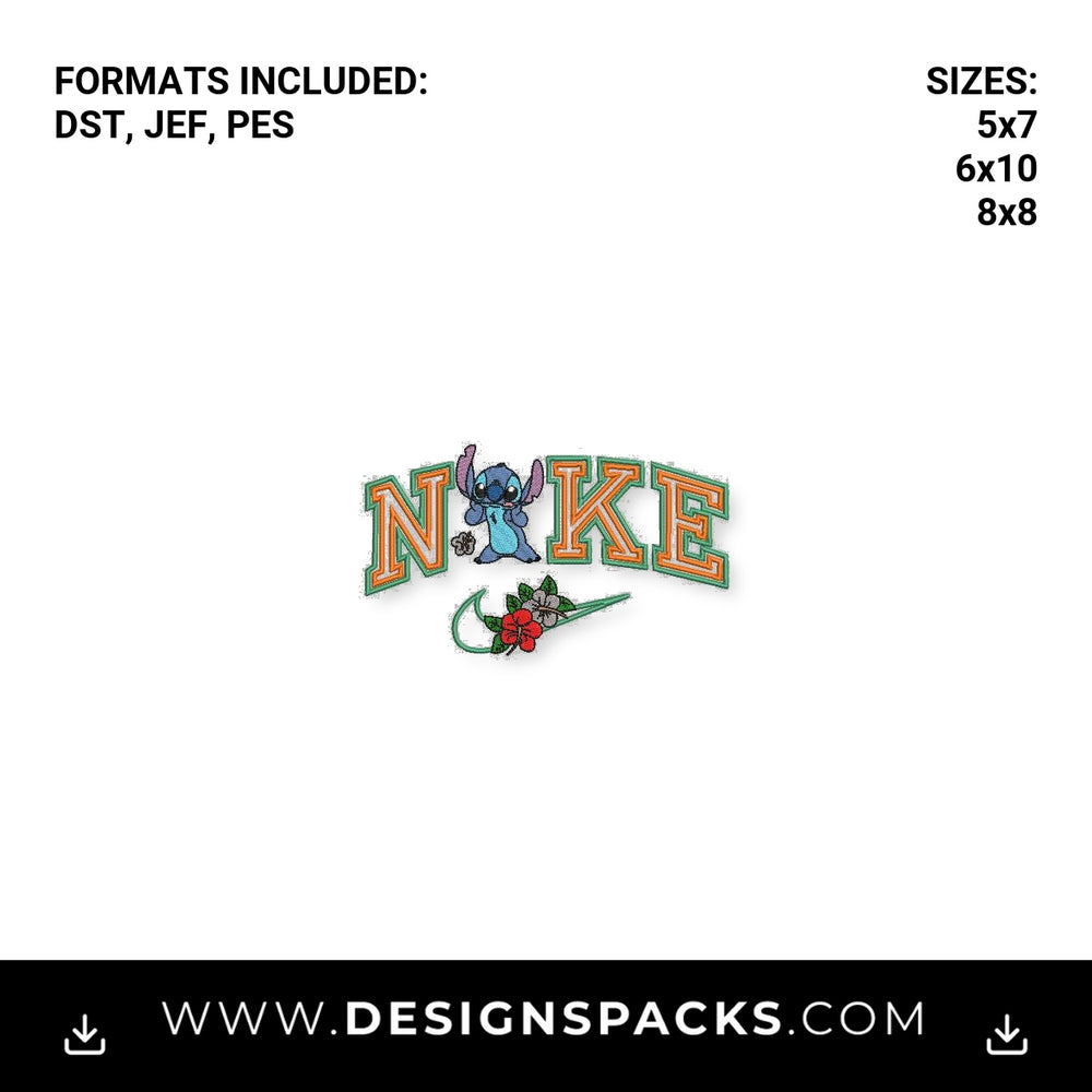 Stitch Nike Varsity Floral Swoosh Embroidery Design - Instant digital download pattern at Designspacks.com