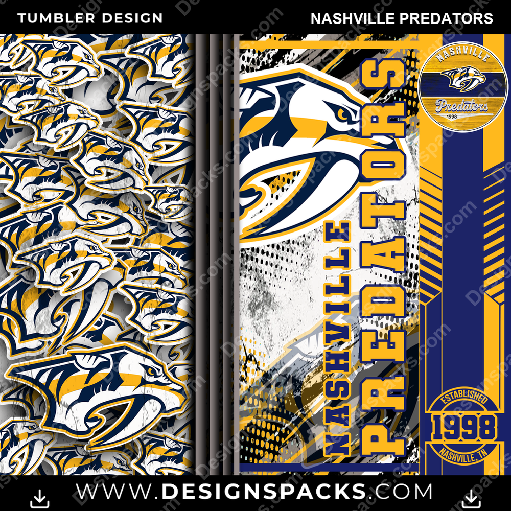 Hockey Sports Nashville Predators NHL Hockey Tumbler Digital Wrap Design Download