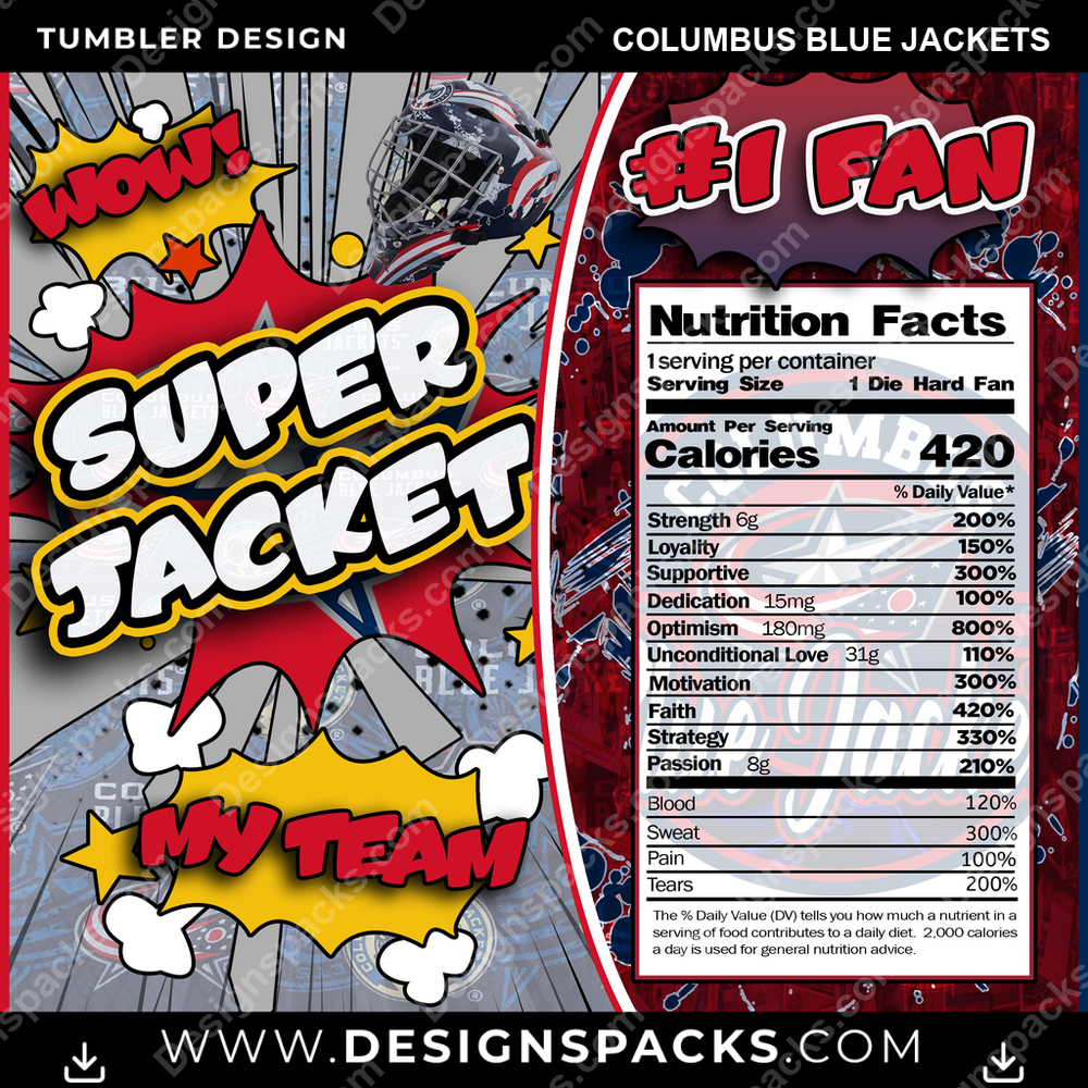 Hockey Super Team Columbus Blue Jackets Tumbler Digital Wrap Design