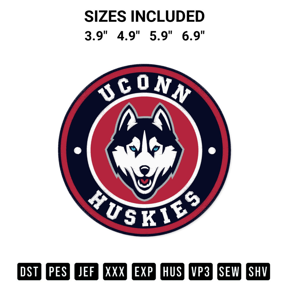 Create amazing crafts with the Ncaa Uconn Huskies Logo Embroidery Design embroidery file. High-quality digital download from Designspacks.com, perfect for beginners and pros. Available sizes: 3.9", 4.9", 5.9", 6.9".
