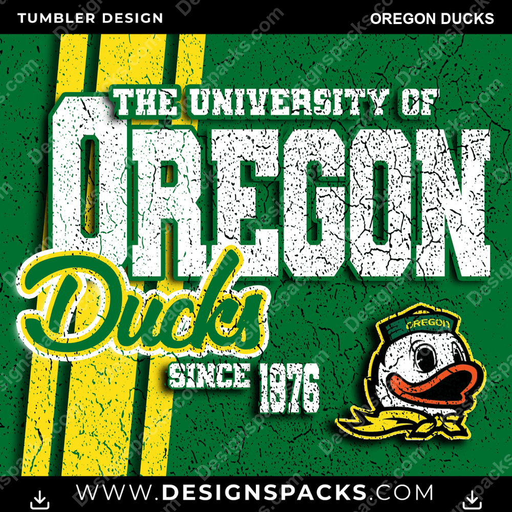College Sport Grunge Oregon Ducks Tumbler Digital Wrap Design