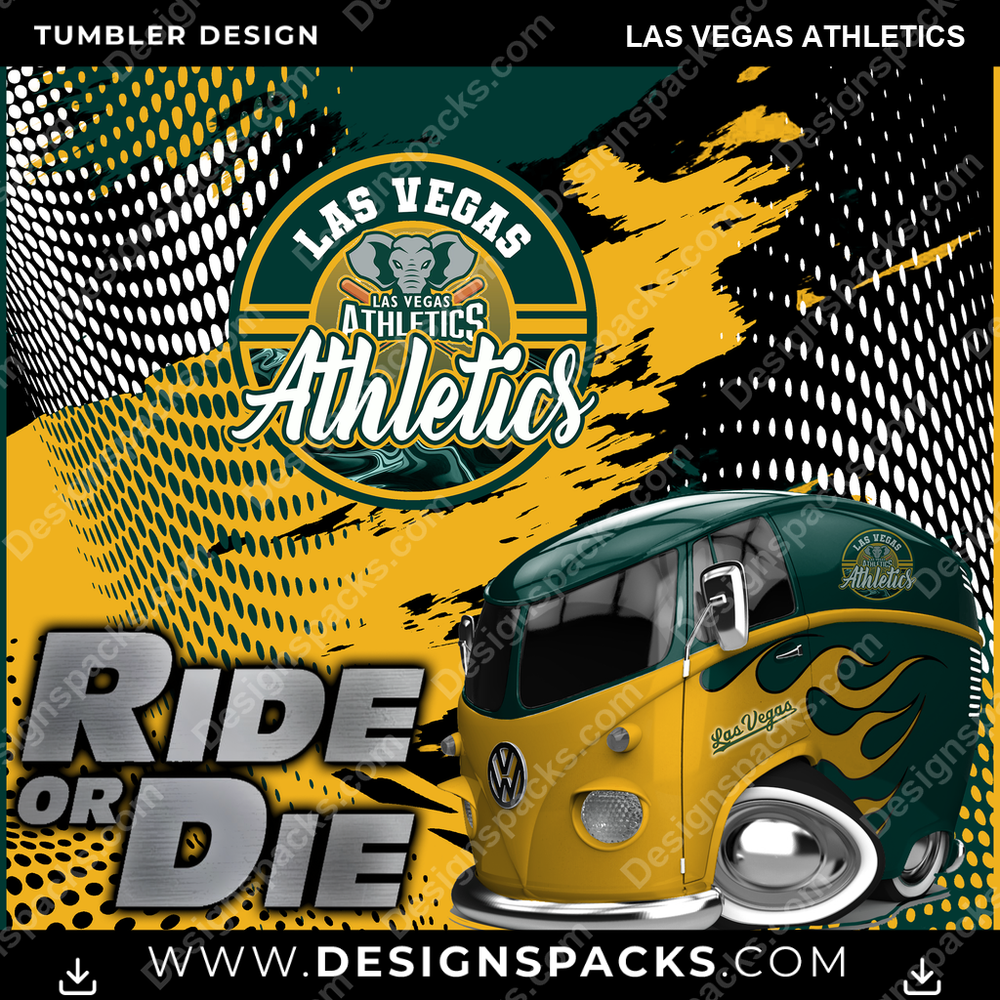 Baseball Ride or Die Las Vegas Athletics MLB Baseball Tumbler Digital Wrap Design Download