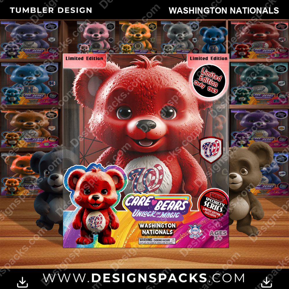 Baseball Care Bear Box Washington Nationals Tumbler Digital Wrap Design