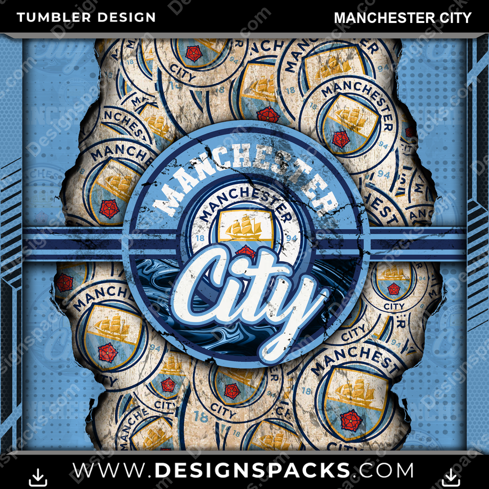 Soccer UK Ripped Manchester City Tumbler Digital Wrap Design