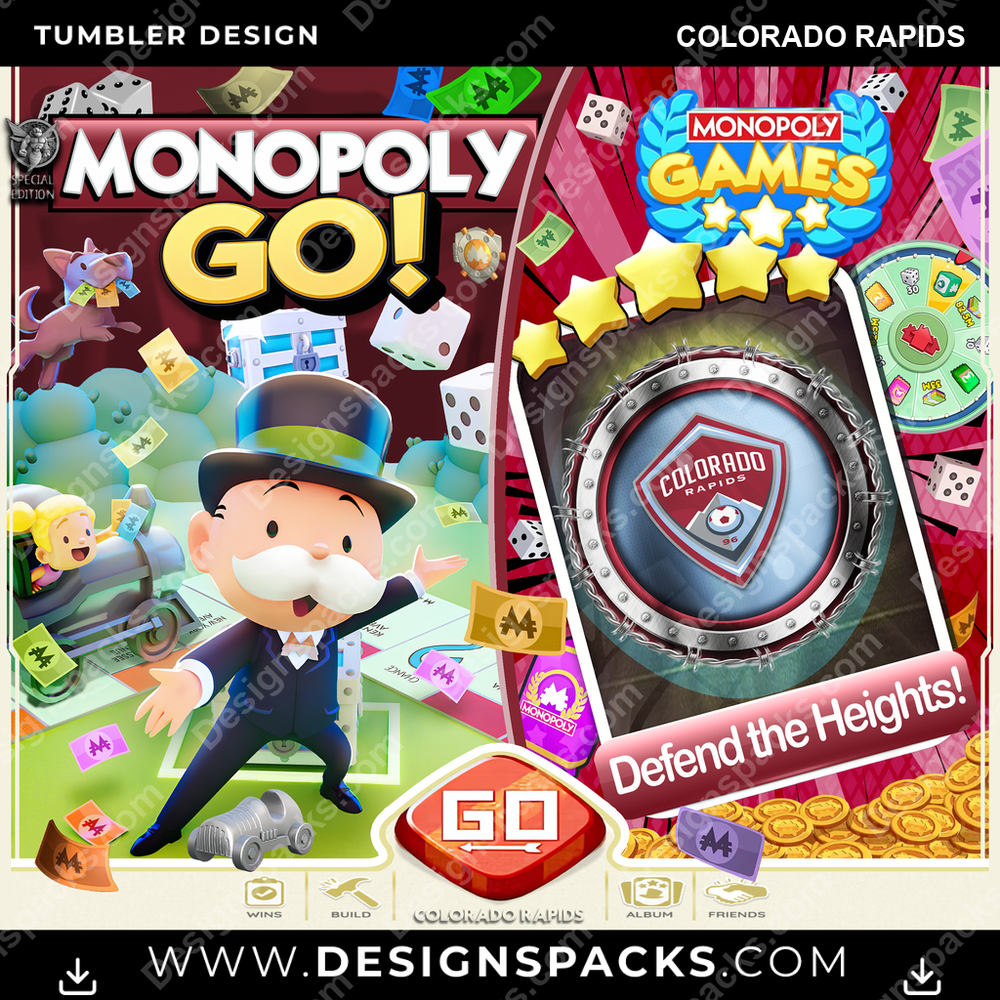 US Soccer Monopoly Go! Colorado Rapids Tumbler Digital Wrap Design