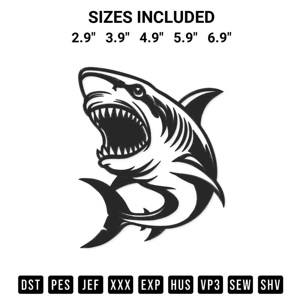 Looking for the perfect pattern? Download the Shark Embroidery Design embroidery design today at Designspacks.com. Crisp, clean stitching guaranteed. Available sizes: 2.9", 3.9", 4.9", 5.9", 6.9".