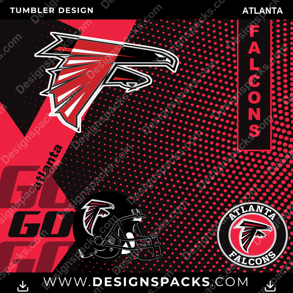 Football GO Atlanta Tumbler Digital Wrap Design