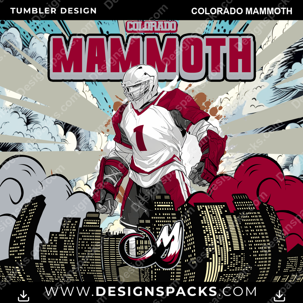 Lacrosse Comic Cover Colorado Mammoth Tumbler Digital Wrap Design