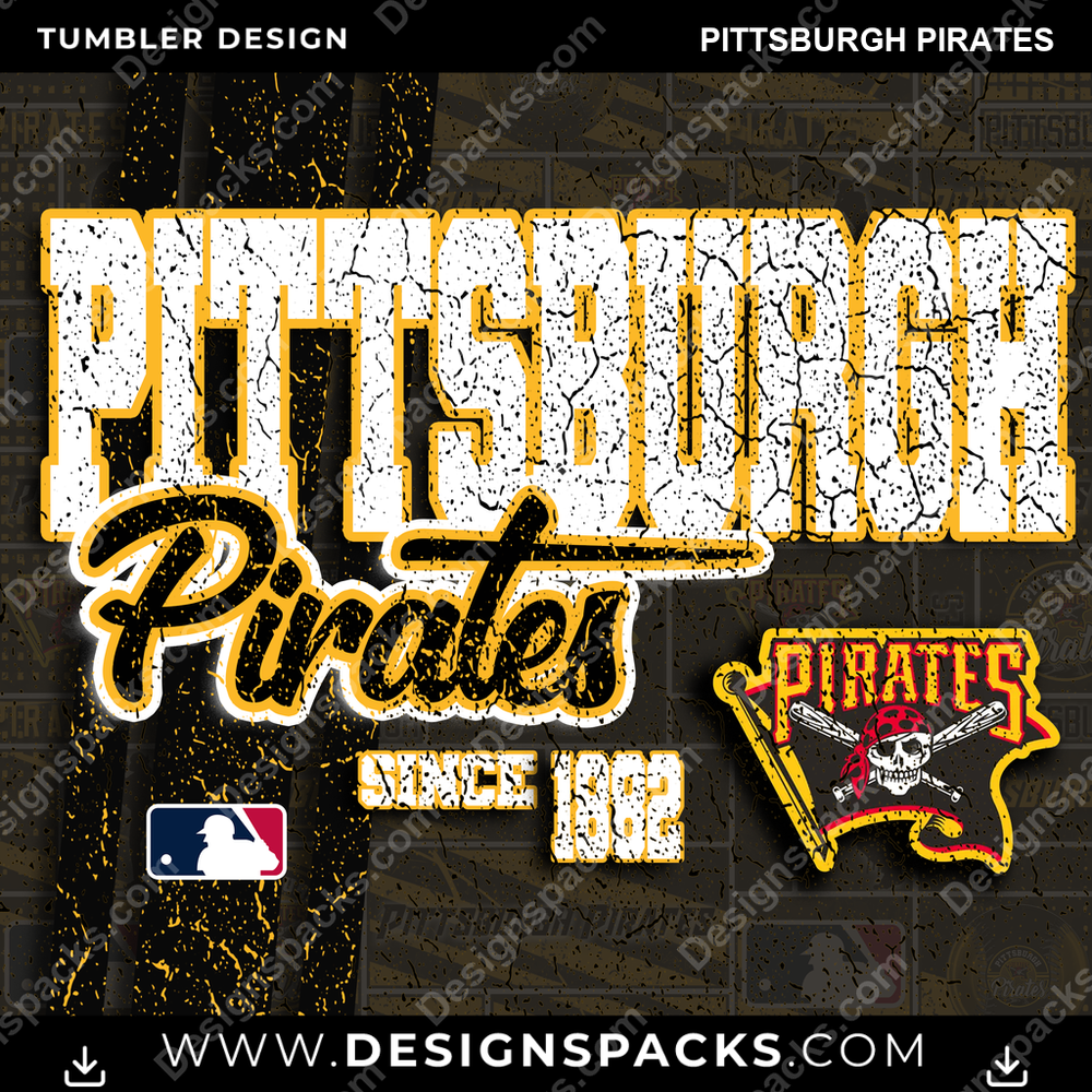 Baseball Grunge Pittsburgh Pirates Tumbler Digital Wrap Design