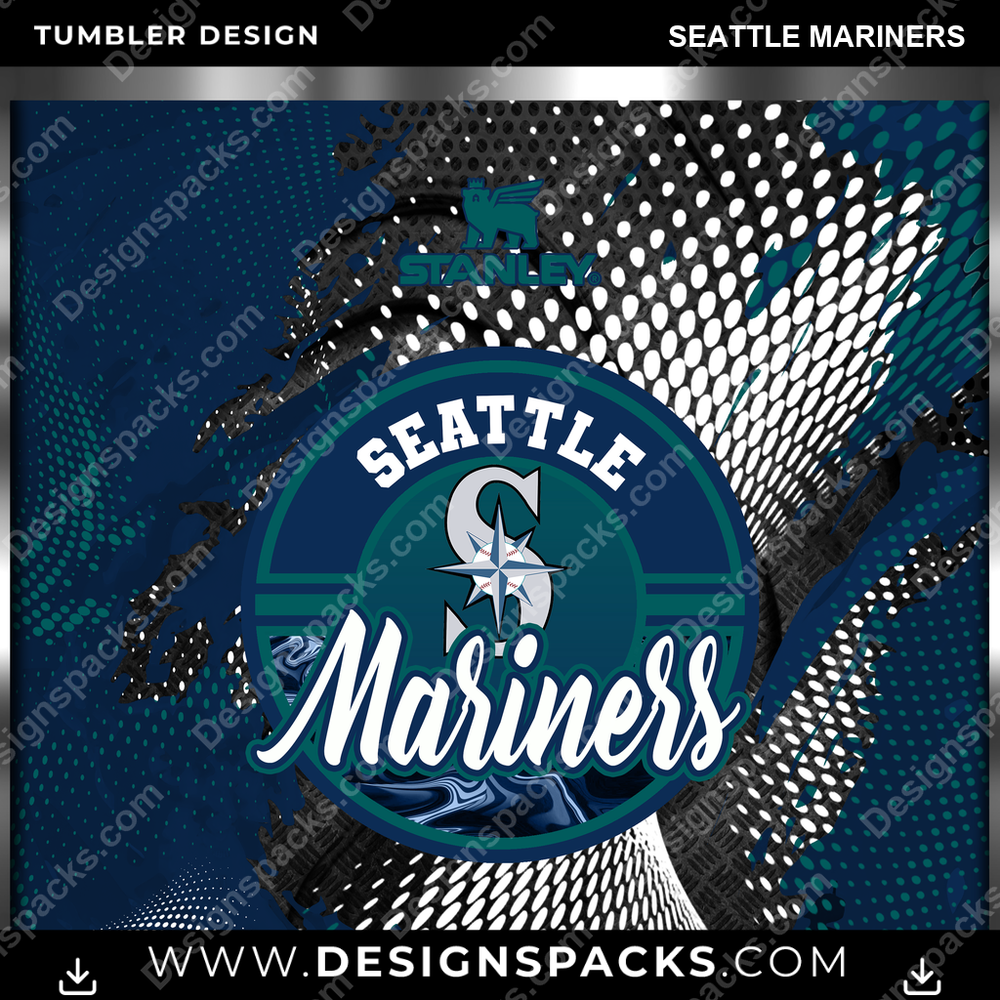 Baseball Stanley Seattle Mariners Tumbler Digital Wrap Design