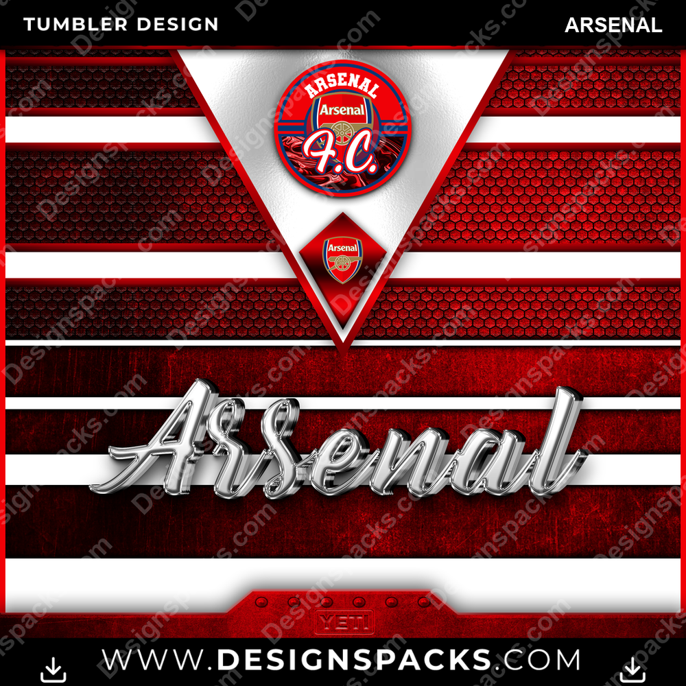 Soccer UK YETI Arsenal Tumbler Digital Wrap Design