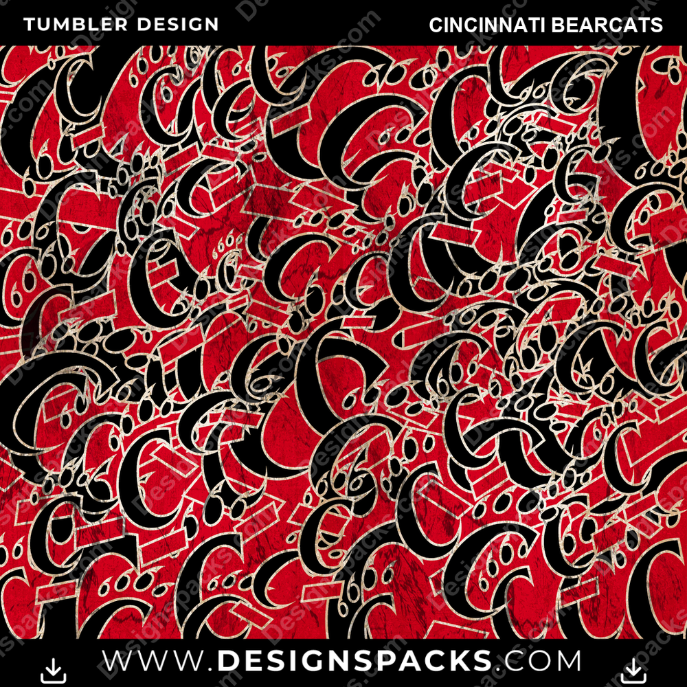 College Sport Logo BG Cincinnati Bearcats NCAA College Sport Tumbler Digital Wrap Design Download